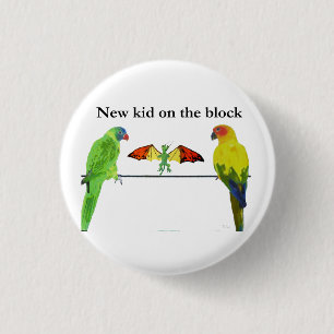 Draak met vogels ronde button 3,2 cm