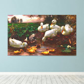 draak met witte eenden en gele donder canvas afdruk (Insitu (Houten vloer))