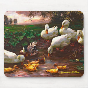 draak met witte eenden en gele donder muismat