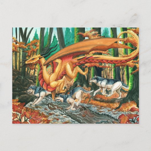 Draak met Wolven door Carla Morrow Briefkaart (Voorkant)