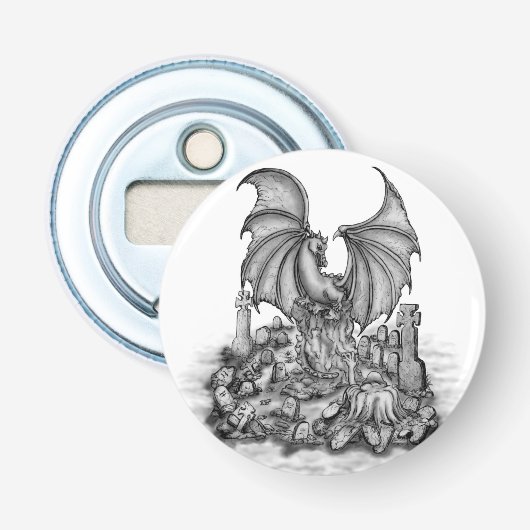 Draak met Zombie Button Flesopener (Voorkant)
