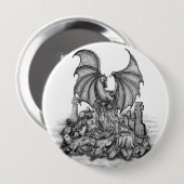 Draak met Zombie Ronde Button 4,0 Cm (Voorkant /achterkant)