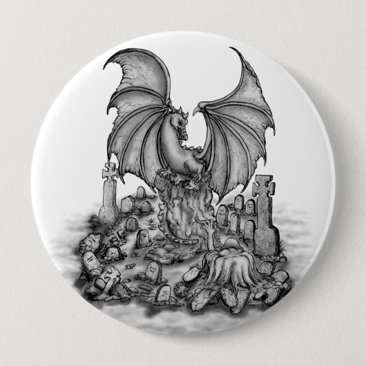 Draak met Zombie Ronde Button 4,0 Cm (Voorkant)