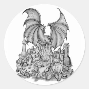Draak met Zombie Ronde Sticker