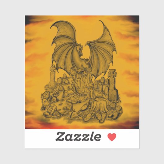 Draak met Zombie Sticker (Vel)