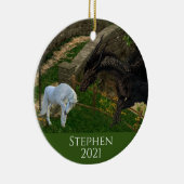 Draak Ontmoet Eenhorn Fantasy Keramisch Ornament (Rechts)