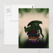 Draak op boeken briefkaart (Voorkant / Achterkant)