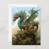 Draak op een Briefkaart van de Fantasy Art (Voorkant / Achterkant)