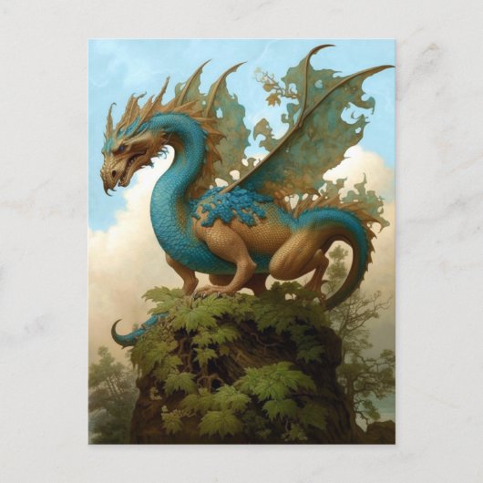 Draak op een Briefkaart van de Fantasy Art (Voorkant)