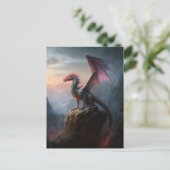 Draak op een Cliff Fantasy Art Briefkaart (Staand voorkant)