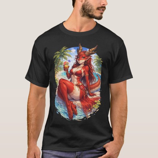 Draak op het strand t-shirt (Voorkant)