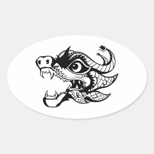 draak ovale sticker (Voorkant)