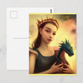 Draak prinses met jonge draak briefkaart (Voorkant / Achterkant)