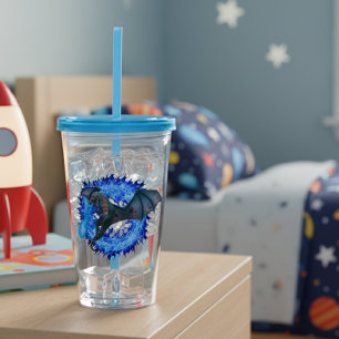 Draak Slang Ademt Vuur Blauwe Vlam Acryl Drinkbeker