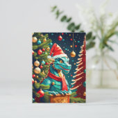  draak tijdens kerst feestdagenkaart (Staand voorkant)