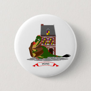 Draak van Bergen, België Ronde Button 5,7 Cm