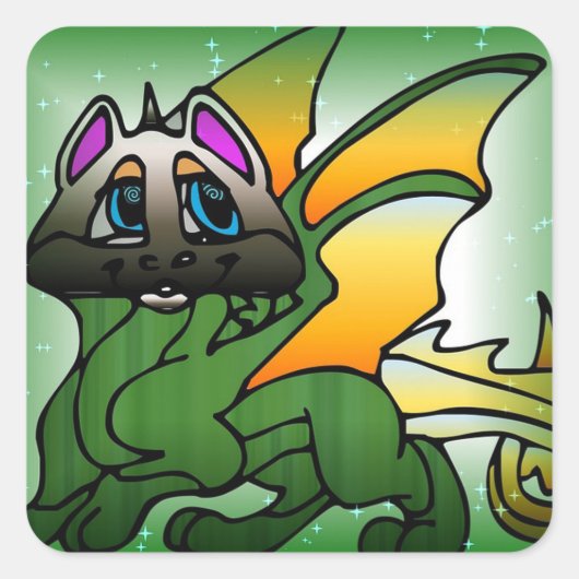 Draak Vierkante Sticker (Voorkant)