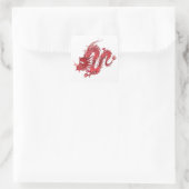 draak vierkante sticker (Tas)