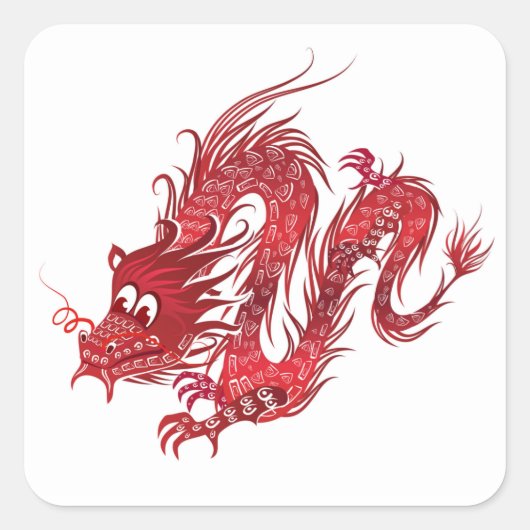 draak vierkante sticker (Voorkant)