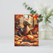 Draak viert Thanksgiving  Briefkaart (Staand voorkant)