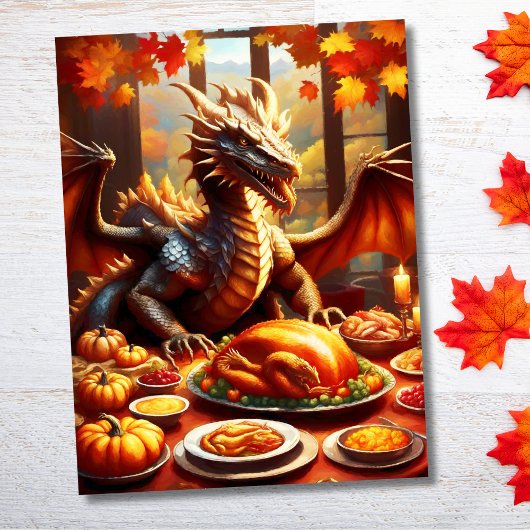 Draak viert Thanksgiving  Briefkaart