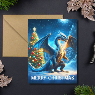 Draak zegt vrolijk kerstfeest kaart