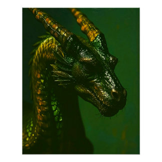 Drachen Kopf Portrait im Malerei Stil Perfect Poster