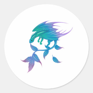 Drachen mit Federn Ronde Sticker