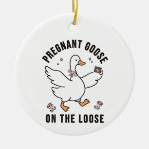 Drachtige Gans op Vrije Voeten Drachtige Gans Voge Keramisch Ornament