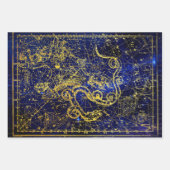Draco Gold Celestial Constellation Inpakpapier Vel (Voorkant)