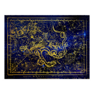 Draco Gold Constellation Perfect Poster