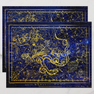 Draco Gold Constellation Scrapbook Paper