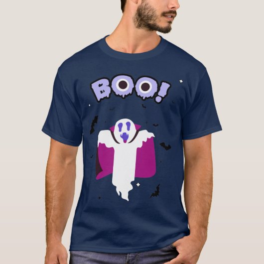 Dracula Boo Navy Blue T-Shirt (Voorkant)