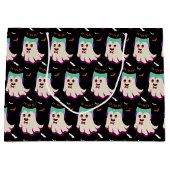 Dracula Boo Pattern Black Large Gift Bag Groot Cadeauzakje (Voorkant)