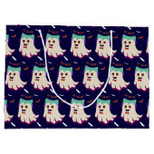 Dracula Boo Pattern Black Large Gift Bag Groot Cadeauzakje (Achterkant)