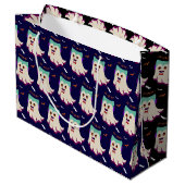 Dracula Boo Pattern Black Large Gift Bag Groot Cadeauzakje (Achterkant Gekanteld)