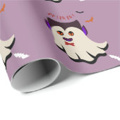 Dracula Boo Pattern Lavender Wrapping Paper Cadeaupapier (Rol Hoek)