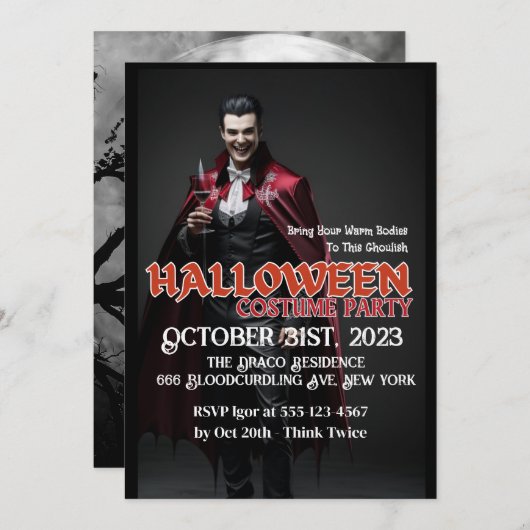 Dracula Cocktail Halloween Party Invitation (Devant / Derrière)