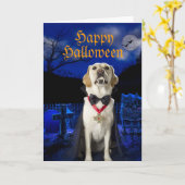 Dracula Dog Halloween wenskaart Kaart (Gele Bloem)