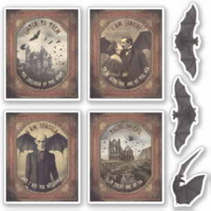 Dracula Gothic Retro Halloween Party Favor Sticker
