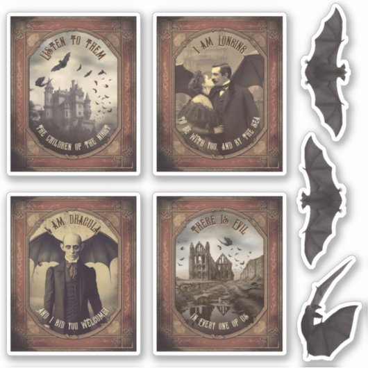 Dracula Gothic Retro Halloween Party Favor Sticker (Voorkant)