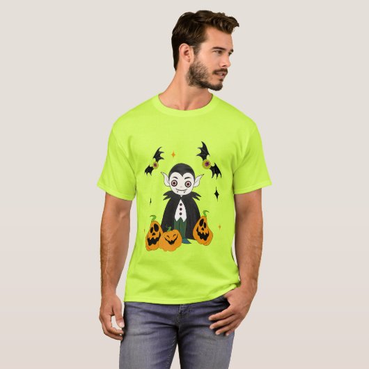 Dracula met pompoenen t-shirt (Voorkant volledig)