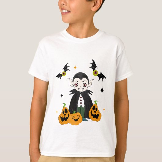 Dracula met pompoenen t-shirt (Voorkant)