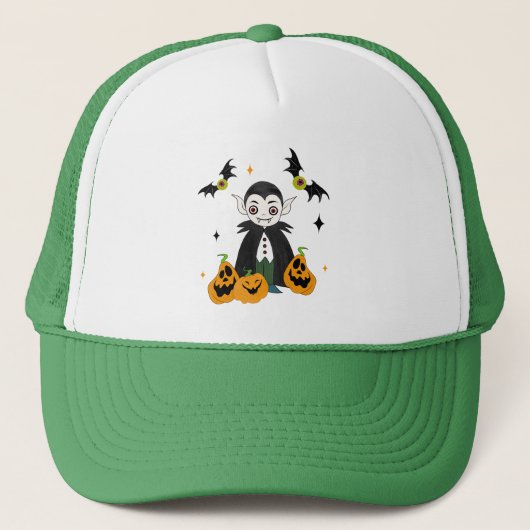 Dracula met pompoenen trucker pet (Voorkant)