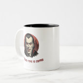Dracula "Mon groupe sanguin est le café" Mug drôle (Devant gauche)