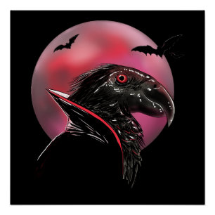 Dracula Papegaai Bloedmaan Illustratie Perfect Poster