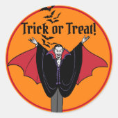 Dracula Red Cape Bats Halloween Ronde Sticker (Voorkant)