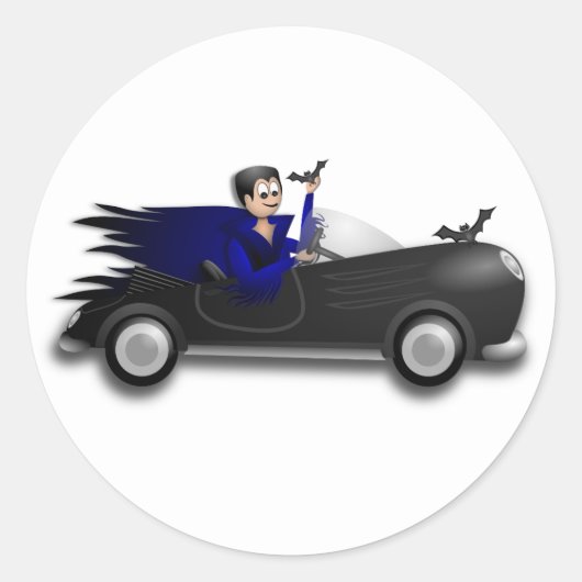 Dracula Rijden een Cabrio Ronde Sticker (Voorkant)