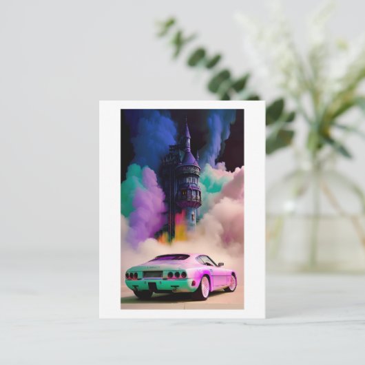 Dracula rijdt in een sportwagen - Ken Gage Art Briefkaart (Staand voorkant)