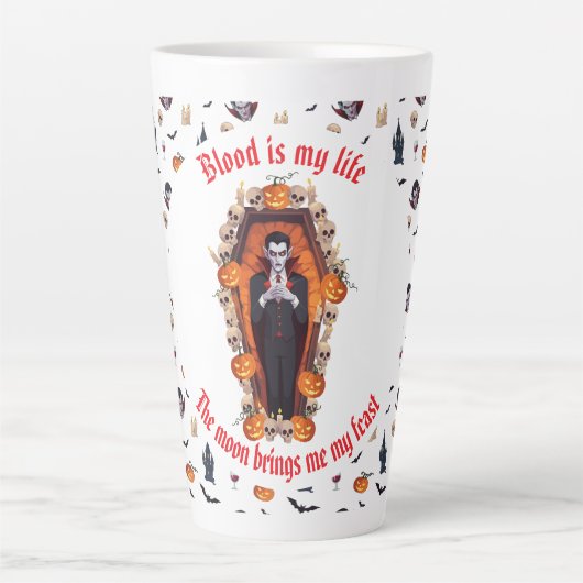 🧛 ‍ ♂️ Dracula Vampire Halloween Mug 🎃 Blanc (Devant)